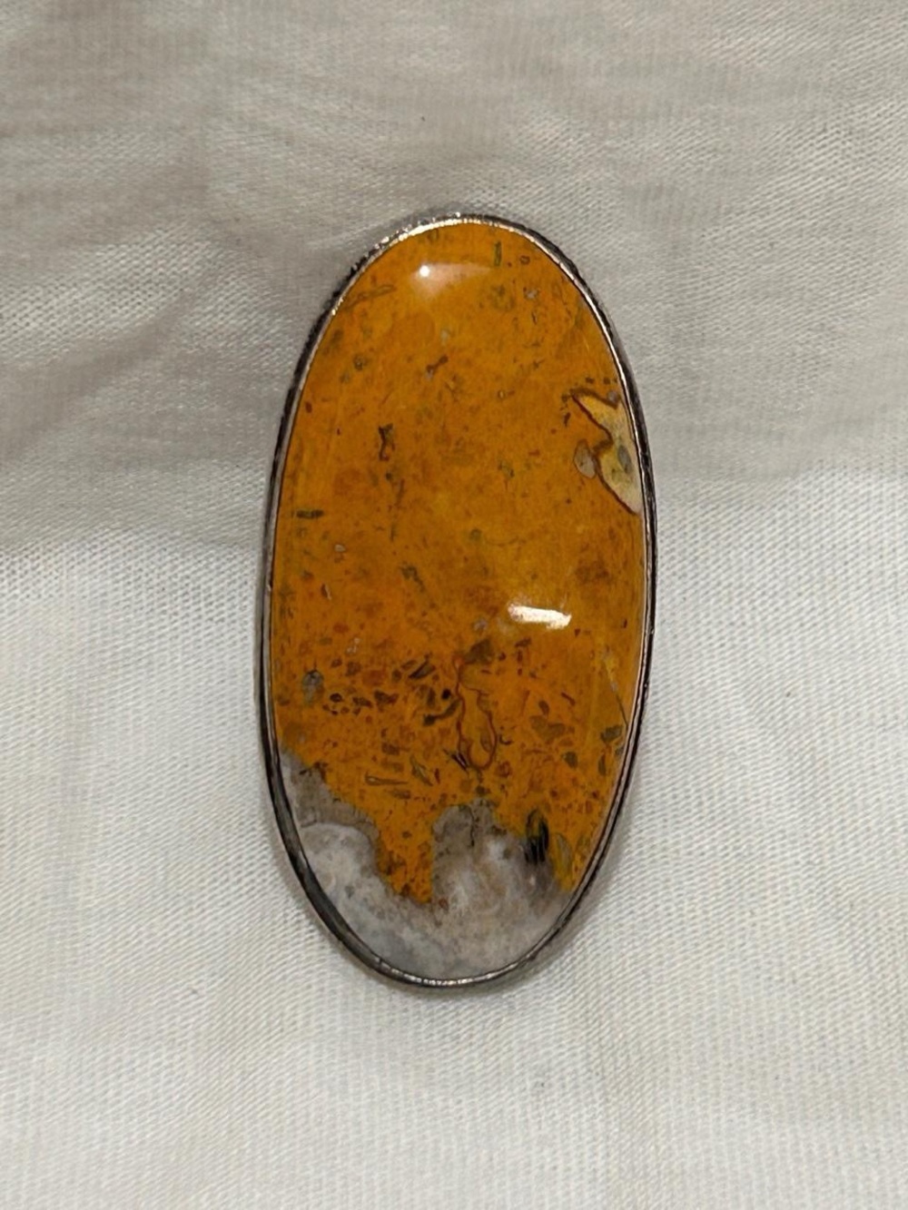 925 Silver Bumblebee Jasper Oval Ring- Women Jewelry